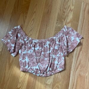 Floral Off-Shoulder Linen Blend Top